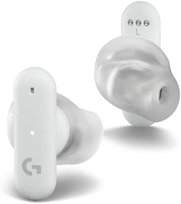 Logitech G FITS True Wireless Gaming Earbuds  Custom Molded Fit  Lightspeed   Bluetooth  Four Beamforming Microphones  PC  Mac  PS5  PS4  Mobile  Nintendo Switch   White