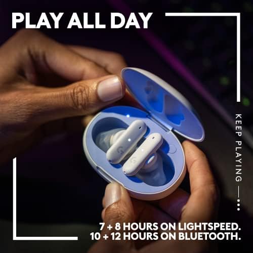 Logitech G FITS True Wireless Gaming Earbuds  Custom Molded Fit  Lightspeed   Bluetooth  Four Beamforming Microphones  PC  Mac  PS5  PS4  Mobile  Nintendo Switch   White