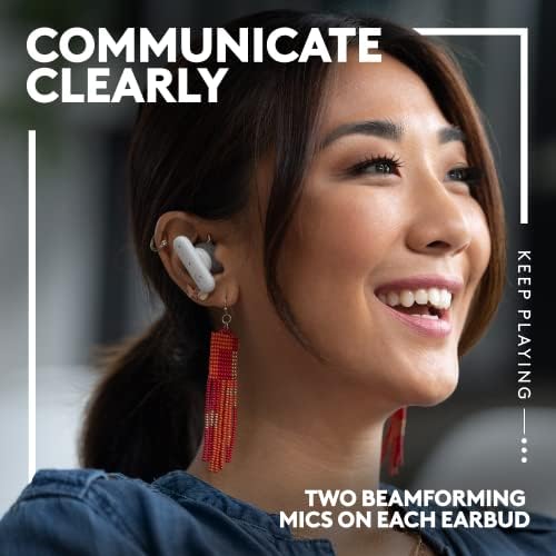 Logitech G FITS True Wireless Gaming Earbuds  Custom Molded Fit  Lightspeed   Bluetooth  Four Beamforming Microphones  PC  Mac  PS5  PS4  Mobile  Nintendo Switch   White