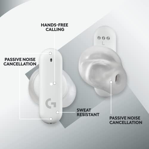 Logitech G FITS True Wireless Gaming Earbuds  Custom Molded Fit  Lightspeed   Bluetooth  Four Beamforming Microphones  PC  Mac  PS5  PS4  Mobile  Nintendo Switch   White