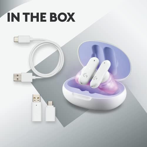 Logitech G FITS True Wireless Gaming Earbuds  Custom Molded Fit  Lightspeed   Bluetooth  Four Beamforming Microphones  PC  Mac  PS5  PS4  Mobile  Nintendo Switch   White