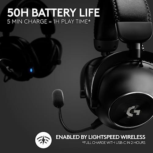 Logitech G PRO X 2 Lightspeed Wireless Gaming Headset  Wireless Gaming Headphones with Mic  50mm Graphene Drivers  2 02 0 7 1 Surround  Bluetooth/USB/3 5mm Aux   Black
