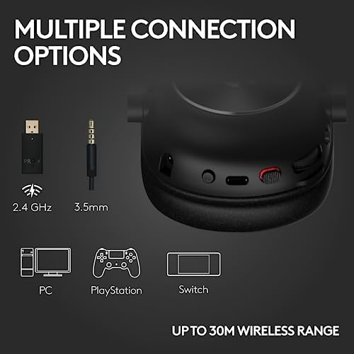 Logitech G PRO X 2 Lightspeed Wireless Gaming Headset  Wireless Gaming Headphones with Mic  50mm Graphene Drivers  2 02 0 7 1 Surround  Bluetooth/USB/3 5mm Aux  for PS4/PS5/PC/Nintendo Switch   Black
