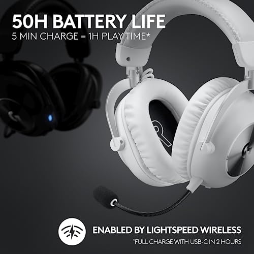 Logitech G PRO X 2 Lightspeed Wireless Gaming Headset  Detachable Boom Mic  50mm Graphene Drivers  DTS X Headphone 2 0 7 1 Surround  Bluetooth/USB/3 5mm Aux  for PC  PS5  PS4  Nintendo Switch   White