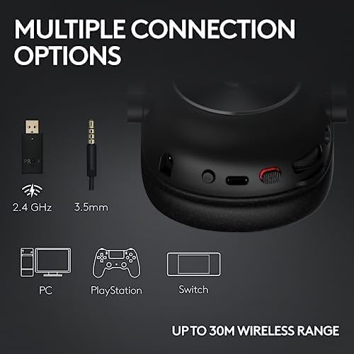 Logitech G PRO X 2 Lightspeed Wireless Gaming Headset  Detachable Boom Mic  50mm Graphene Drivers  DTS X Headphone 2 0 7 1 Surround  Bluetooth/USB/3 5mm Aux  for PC  PS5  PS4  Nintendo Switch   White