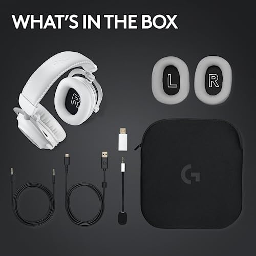 Logitech G PRO X 2 Lightspeed Wireless Gaming Headset  Detachable Boom Mic  50mm Graphene Drivers  DTS X Headphone 2 0 7 1 Surround  Bluetooth/USB/3 5mm Aux  for PC  PS5  PS4  Nintendo Switch   White