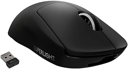 Logitech G PRO X SUPERLIGHT Wireless Gaming Mouse  Ultra Lightweight  HERO 25K Sensor  25 600 DPI  5 Programmable Buttons  Long Battery Life  Compatible with PC / Mac   Black