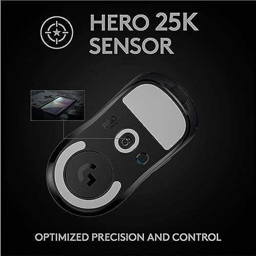 Logitech G PRO X SUPERLIGHT Wireless Gaming Mouse  Ultra Lightweight  HERO 25K Sensor  25 600 DPI  5 Programmable Buttons  Long Battery Life  Compatible with PC / Mac   Black