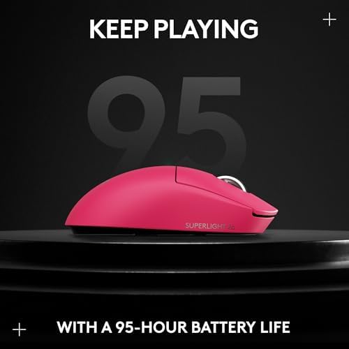 Logitech G PRO X Superlight 2c Wireless Gaming Mouse  51 g pro Grade Compact Mouse with 5 programmable Buttons  USB C Charging  44K DPI Sensor  up to 8 kHz Polling for PC/Mac   Magenta