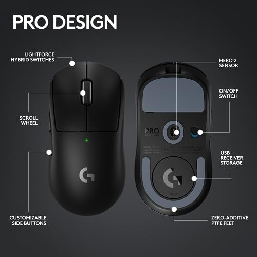 Logitech G PRO X Superlight 2c Wireless Gaming Mouse  51 g pro Grade Compact Mouse with 5 programmable Buttons  USB C Charging  44K DPI Sensor  up to 8 kHz Polling for PC/Mac   Magenta