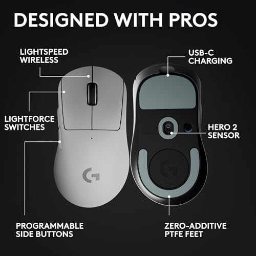 Logitech G PRO X Superlight 2c Wireless Gaming Mouse  51 g pro Grade Compact Mouse with 5 programmable Buttons  USB C Charging  44K DPI Sensor  up to 8 kHz Polling for PC/Mac   Magenta