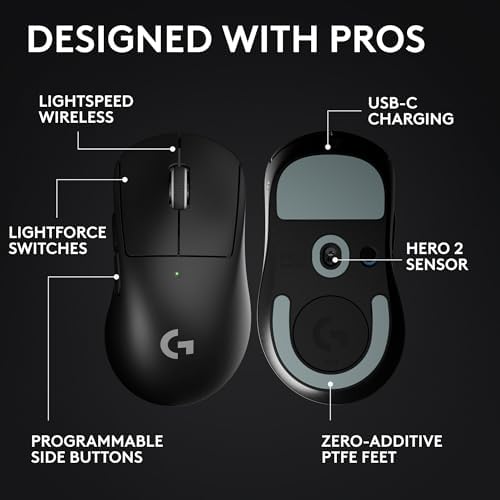 Logitech G PRO X Superlight 2c Wireless Gaming Mouse  51 g pro Grade Compact Mouse with 5 programmable Buttons  USB C Charging  44K DPI Sensor  up to 8 kHz Polling for PC/Mac   Magenta