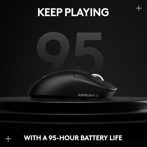 Logitech G PRO X Superlight 2c Wireless Gaming Mouse  51 g pro Grade Compact Mouse with 5 programmable Buttons  USB C Charging  44K DPI Sensor  up to 8 kHz Polling for PC/Mac   Black