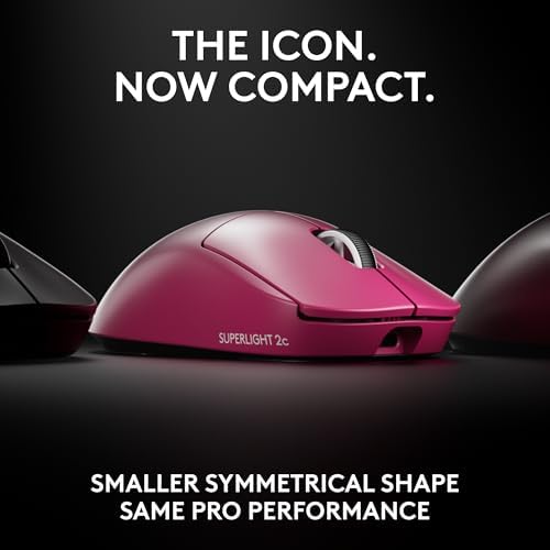 Logitech G PRO X Superlight 2c Wireless Gaming Mouse  51 g pro Grade Compact Mouse with 5 programmable Buttons  USB C Charging  44K DPI Sensor  up to 8 kHz Polling for PC/Mac   Black
