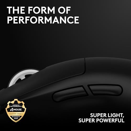 Logitech G PRO X Superlight 2 Wireless Gaming Mouse  60g Pro Grade with 5 Programmable Buttons  44k DPI Sensor  8kHz Report Rate  USB C Charging for PC/Mac   Black