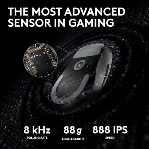 Logitech G PRO X Superlight 2 Wireless Gaming Mouse  60g Pro Grade with 5 Programmable Buttons  44k DPI Sensor  8kHz Report Rate  USB C Charging for PC/Mac   Black