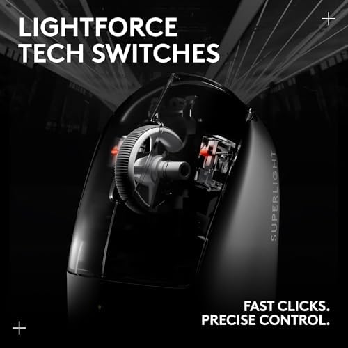 Logitech G PRO X Superlight 2 Wireless Gaming Mouse  60g Pro Grade with 5 Programmable Buttons  44k DPI Sensor  8kHz Report Rate  USB C Charging for PC/Mac   Black