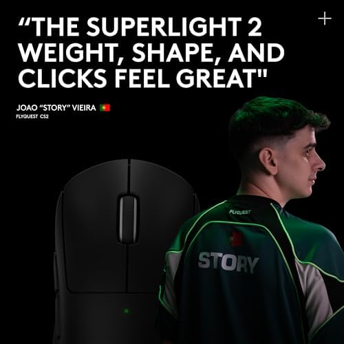 Logitech G PRO X Superlight 2 Wireless Gaming Mouse  60g Pro Grade with 5 Programmable Buttons  44k DPI Sensor  8kHz Report Rate  USB C Charging for PC/Mac   Black