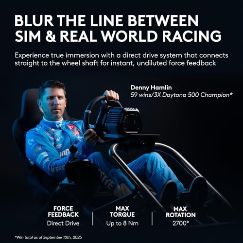 Logitech G RS50 System  3 Piece Sim Racing Steering Wheel Setup   RS50 Wheel Base with 8 Nm Direct Drive  RS Wheel Hub with 13 Buttons and RS Round Wheel 11 inch   for PS5/PS4/PC