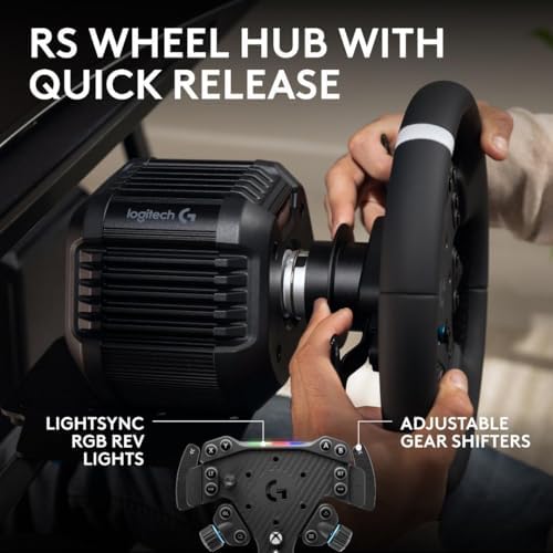 Logitech G RS50 System  3 Piece Sim Racing Steering Wheel Setup   RS50 Wheel Base with 8 Nm Direct Drive  RS Wheel Hub with 13 Buttons and RS Round Wheel 11 inch   for PS5/PS4/PC