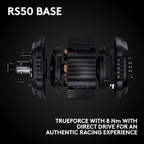Logitech G RS50 System  3 Piece Sim Racing Steering Wheel Setup   RS50 Wheel Base with 8 Nm Direct Drive  RS Wheel Hub with 13 Buttons and RS Round Wheel 11 inch   for PS5/PS4/PC