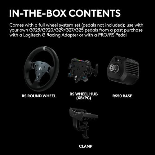 Logitech G RS50 System  3 Piece Sim Racing Steering Wheel Setup   RS50 Wheel Base with 8 Nm Direct Drive  RS Wheel Hub with 13 Buttons and RS Round Wheel 11 inch   for PS5/PS4/PC