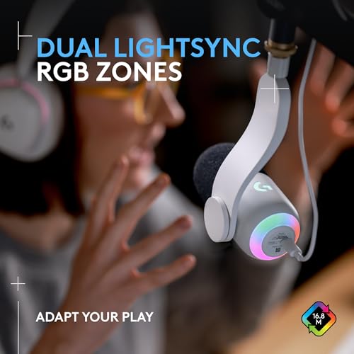 Logitech G Yeti GX Dynamic RGB Gaming Microphone Podcast Microphone with LIGHTSYNC Blue VO CE G HUB Control USB Plug and Play White
