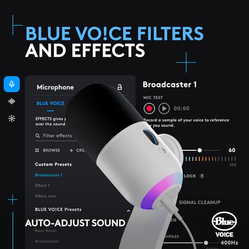 Logitech G Yeti GX Dynamic RGB Gaming Microphone Podcast Microphone with LIGHTSYNC Blue VO CE G HUB Control USB Plug and Play White