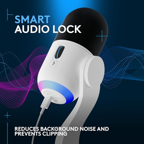 Logitech G Yeti GX Dynamic RGB Gaming Microphone Podcast Microphone with LIGHTSYNC Blue VO CE G HUB Control USB Plug and Play White