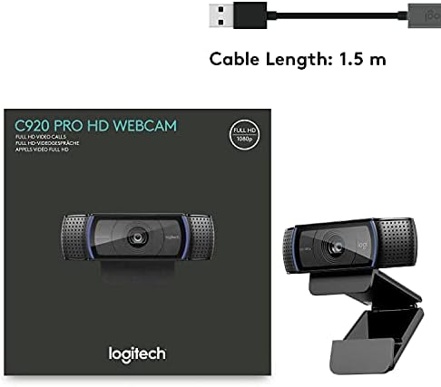 Logitech HD Pro Webcam C920  Widescreen Video Calling and Recording  1080p Camera  Desktop or Laptop Webcam