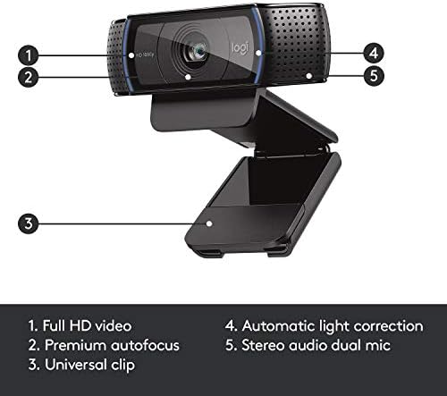 Logitech HD Pro Webcam C920  Widescreen Video Calling and Recording  1080p Camera  Desktop or Laptop Webcam