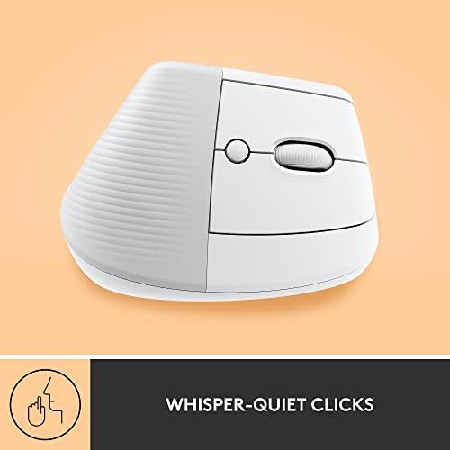 Logitech Lift Vertical Ergonomic Mouse  Wireless  Bluetooth or Logi Bolt USB Receiver  Quiet clicks  4 Buttons  Compatible with Windows/macOS/iPadOS  Laptop  PC   Off White