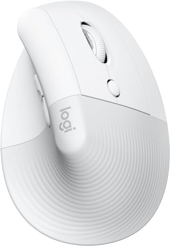 Logitech Lift for Mac Wireless Vertical Ergonomic Mouse  Bluetooth  Quiet Clicks  Silent Smartwheel  4 Customisable Buttons  for macOS/iPadOS/MacBook Pro/Air/iMac/iPad   Off White  Renewed 