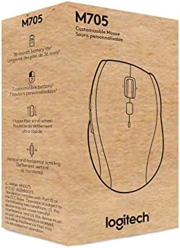 Logitech M705 Marathon Wireless Mouse  Gaming Mouse Wireless  2 4 GHz USB A Receiver  5 Programmable Buttons  3 Year Battery  PC  Mac  Laptop  Chromebook   Black