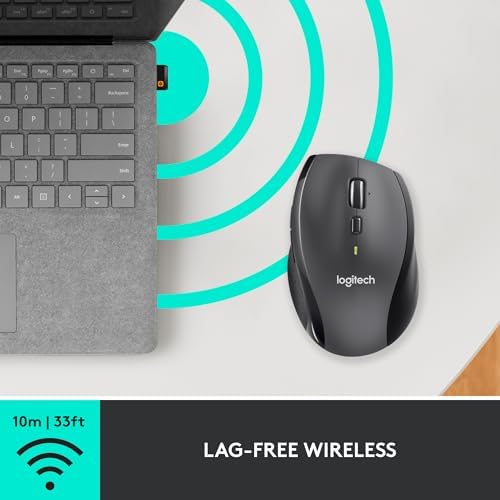 Logitech M705 Marathon Wireless Mouse  Gaming Mouse Wireless  2 4 GHz USB A Receiver  5 Programmable Buttons  3 Year Battery  PC  Mac  Laptop  Chromebook   Black