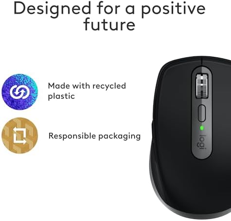 Logitech MX Anywhere 3S for Mac  Compact Wireless Bluetooth Mouse  8K DPI Any Surface Tracking  Quiet Clicks  USB C  Wireless Mouse for MacBook Pro  MacBook Air  iMac  iPad   Space Grey