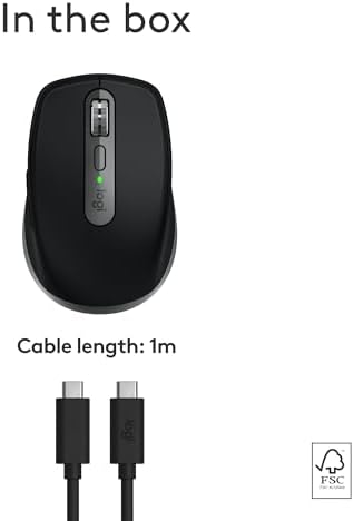 Logitech MX Anywhere 3S for Mac  Compact Wireless Bluetooth Mouse  8K DPI Any Surface Tracking  Quiet Clicks  USB C  Wireless Mouse for MacBook Pro  MacBook Air  iMac  iPad   Space Grey