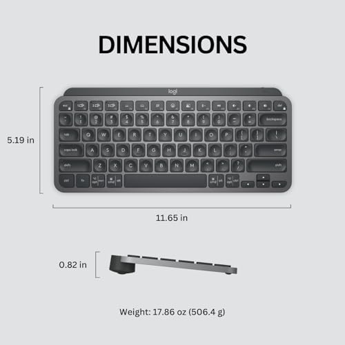 Logitech MX Keys Mini Minimalist Wireless Illuminated Keyboard  Compact  Bluetooth  Backlit  USB C  Compatible with Apple macOS  iOS  Windows  Linux  Android  Metal Build   Graphite