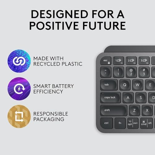 Logitech MX Keys Mini Minimalist Wireless Illuminated Keyboard  Compact  Bluetooth  Backlit  USB C  Compatible with Apple macOS  iOS  Windows  Linux  Android  Metal Build   Graphite