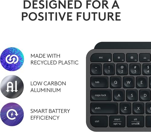 Logitech MX Keys Mini Minimalist Wireless Illuminated Keyboard  Compact  Bluetooth  Backlit  USB C  Compatible with Apple macOS  iOS  Windows  Linux  Android  Metal Build   Graphite