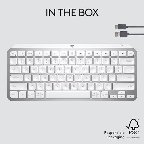 Logitech MX Keys Mini Minimalist Wireless Illuminated Keyboard  Compact  Bluetooth  Backlit  USB C  Compatible with Apple macOS  iOS  Windows  Linux  Android  Metal Build   Graphite