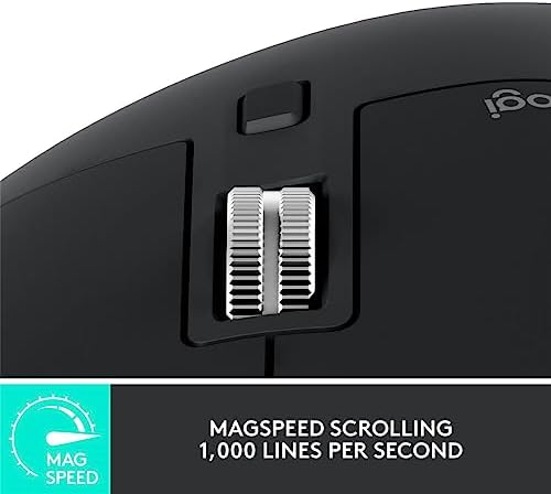 Logitech MX Master 3S   Wireless Performance Mouse with Ultra Fast Scrolling  Ergo  8K DPI  Track on Glass  Quiet Clicks  USB C  Bluetooth  Windows  Linux  Chrome  Black 