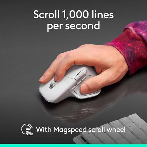 Logitech MX Master 4 for Mac  Ergonomic Bluetooth Mouse with Advanced Performance Haptic Feedback  Ultra Fast Scrolling  USB C Charging  MacOS  iPadOS  Windows   White Silver
