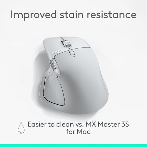 Logitech MX Master 4 for Mac  Ergonomic Bluetooth Mouse with Advanced Performance Haptic Feedback  Ultra Fast Scrolling  USB C Charging  MacOS  iPadOS  Windows   White Silver