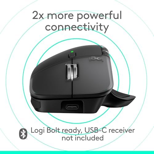 Logitech MX Master 4 for Mac  Ergonomic Bluetooth Mouse with Advanced Performance Haptic Feedback  Ultra Fast Scrolling  USB C Charging  MacOS  iPadOS  Windows   Space Black