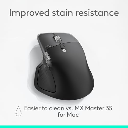 Logitech MX Master 4 para Mac, mouse ergonómico Bluetooth con retroalimentación háptica de rendimiento avanzado, desplazamiento ultrarrápido, carga USB-C, MacOS, iPadOS, Windows, color negro espacial