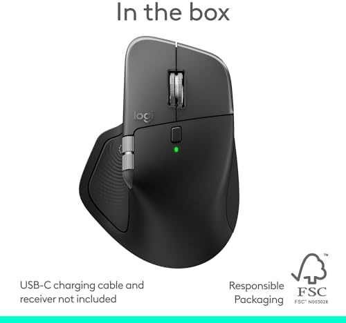 Logitech MX Master 4 para Mac, mouse ergonómico Bluetooth con retroalimentación háptica de rendimiento avanzado, desplazamiento ultrarrápido, carga USB-C, MacOS, iPadOS, Windows, color negro espacial