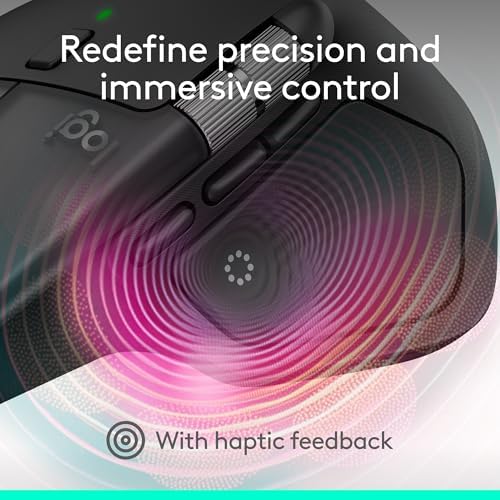Logitech MX Master 4 para Mac, mouse ergonómico Bluetooth con retroalimentación háptica de rendimiento avanzado, desplazamiento ultrarrápido, carga USB-C, MacOS, iPadOS, Windows, color negro espacial