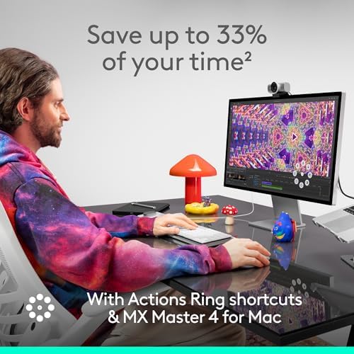 Logitech MX Master 4 para Mac, mouse ergonómico Bluetooth con retroalimentación háptica de rendimiento avanzado, desplazamiento ultrarrápido, carga USB-C, MacOS, iPadOS, Windows, color negro espacial