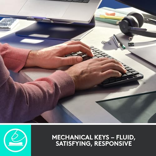 Logitech MX Mecánico Mini Teclado Iluminado Inalámbrico, Interruptores Clicky, Retroiluminado, Bluetooth, USB-C, macOS, Windows, Linux, iOS, Android, Metal